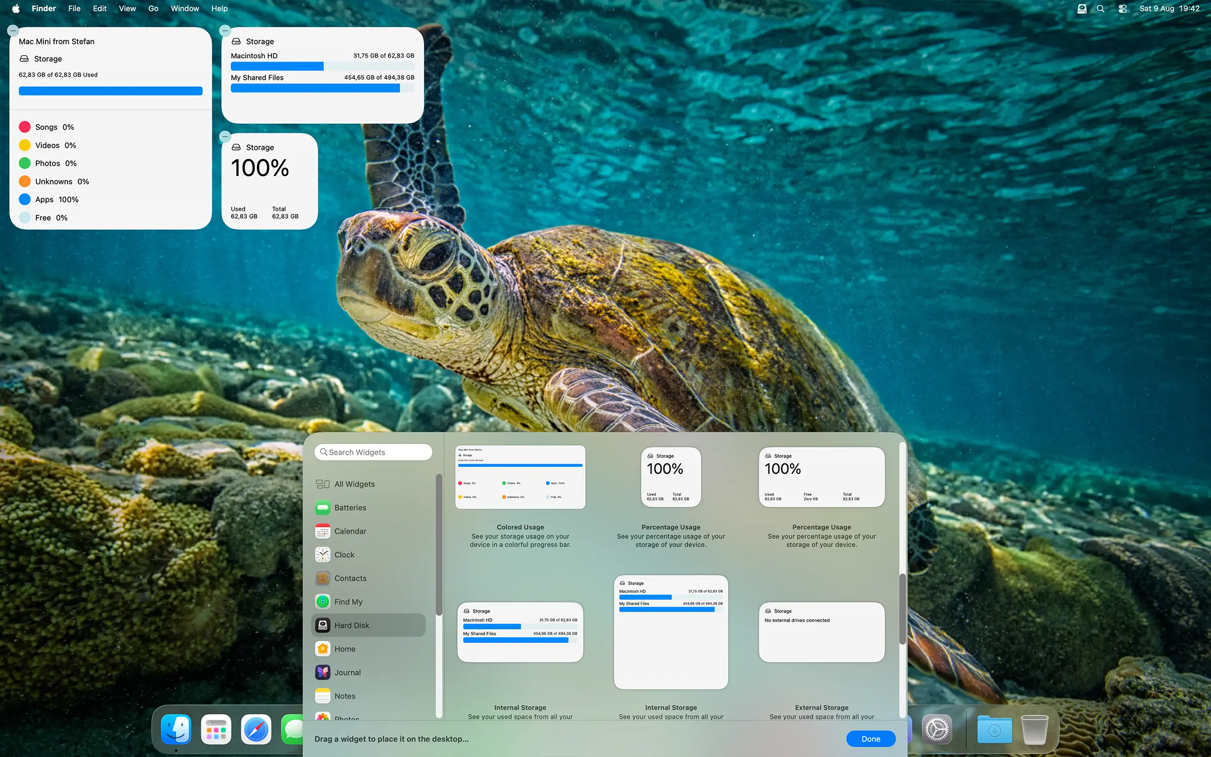 Add many Hard Disk macOS widgets