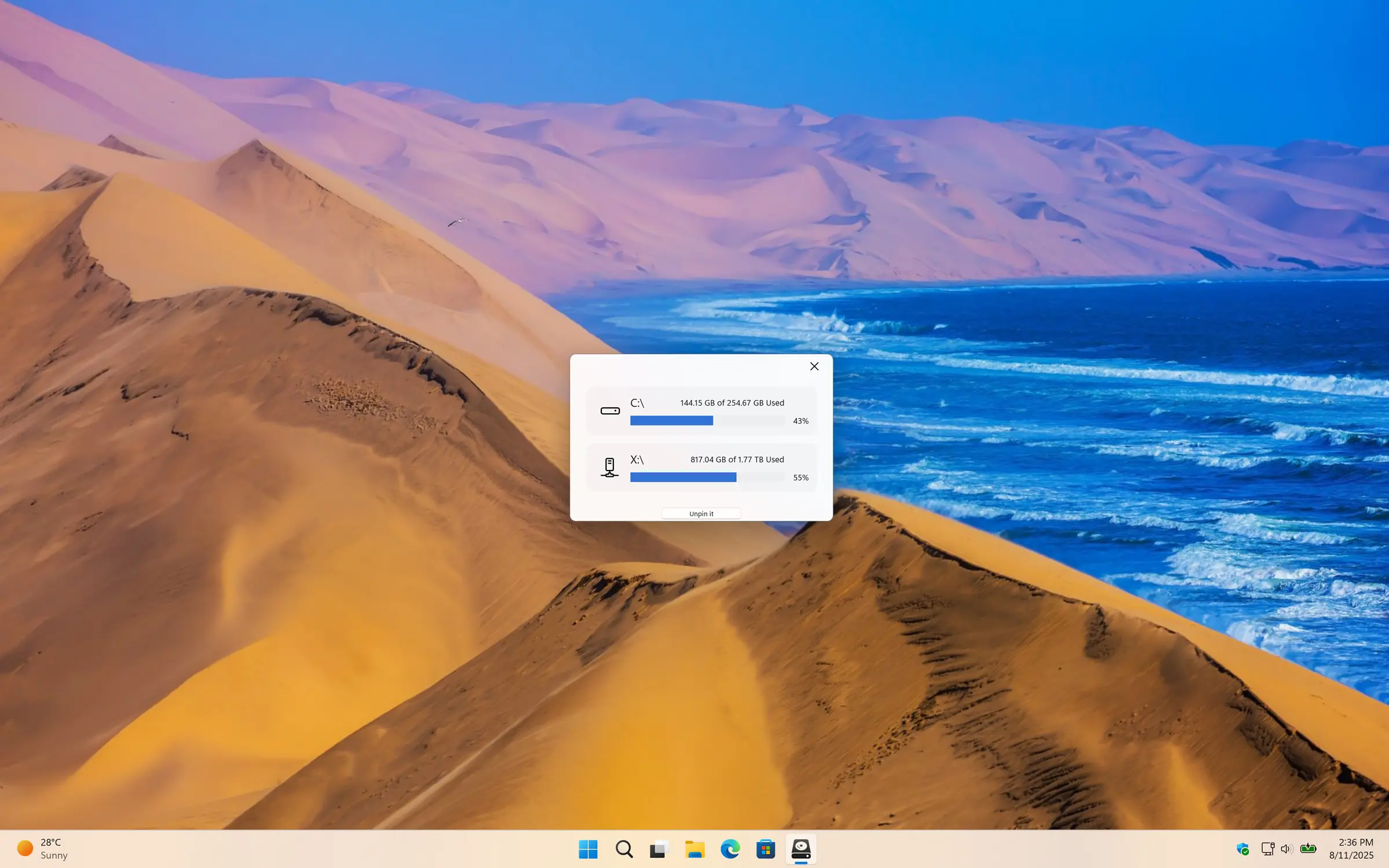 Overview all connected disks