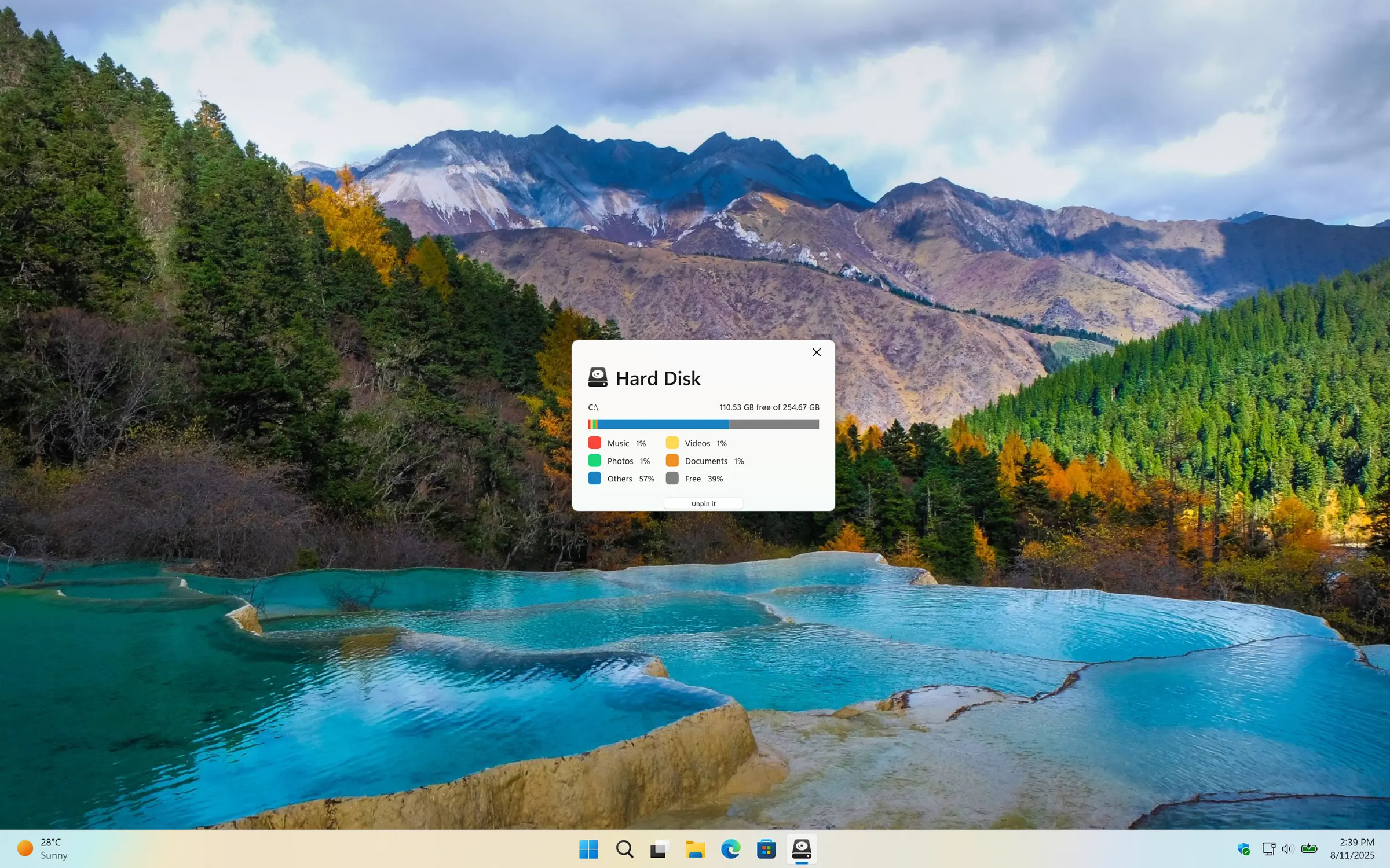 Color progress bar of your storage