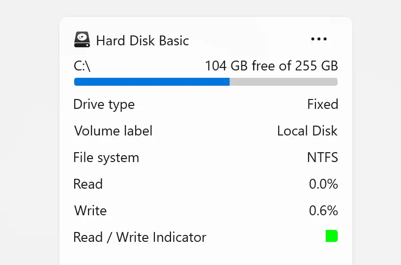 Hard Disk read and write status
