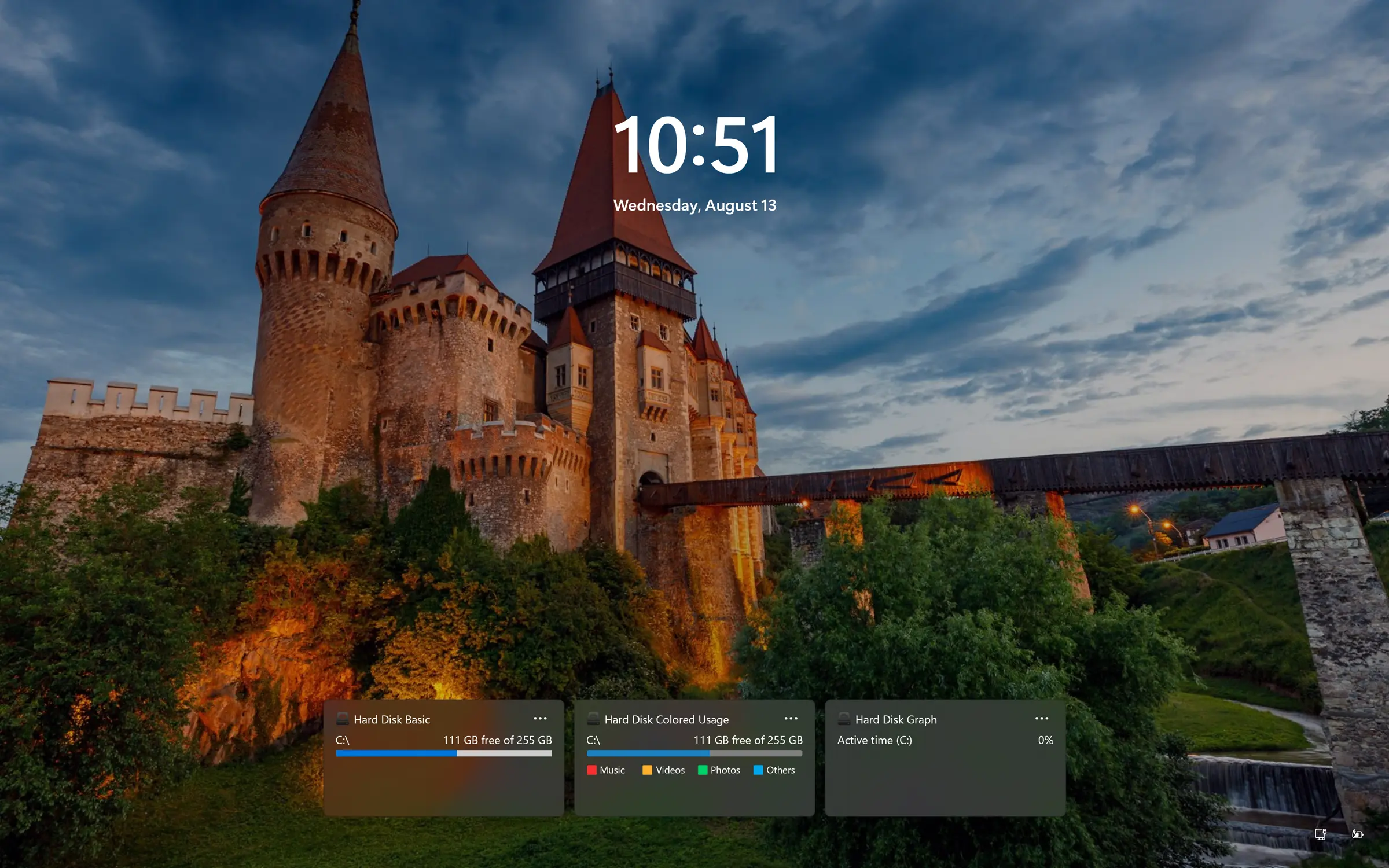 Hard Disk Windows Lock Screen widget
