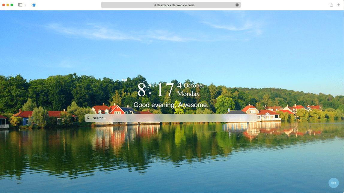 Installed Home Tab Safari extension on the lake