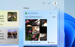 My Slider Puzzle visible in the Windows 11 widget dashboard