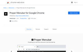 Install Proper Menubar browser extension