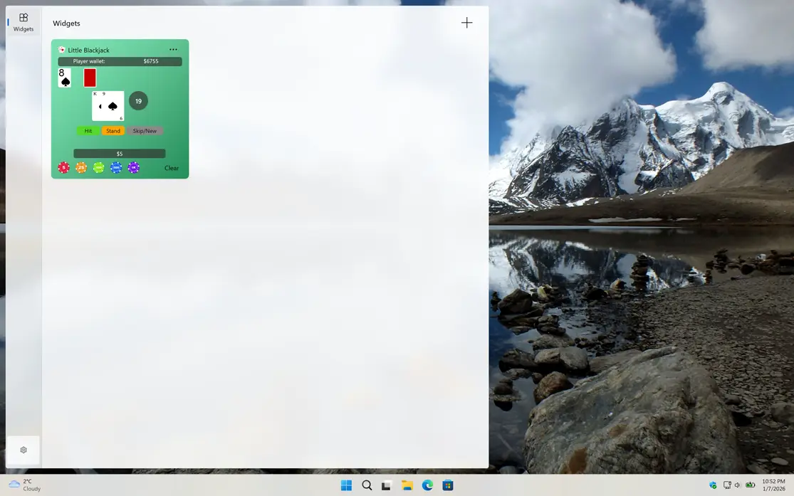 Little Blackjack Windows 11 Widget in Light Mode