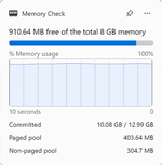 Preview of the Memory Check for Windows 11
