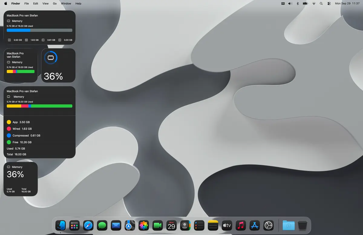 Memory Check widget in Dark Mode