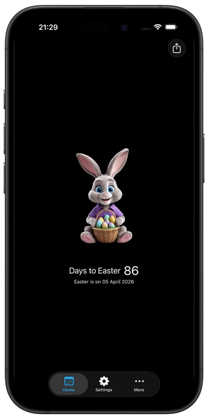 My Easter Bunny app in Dark Mode