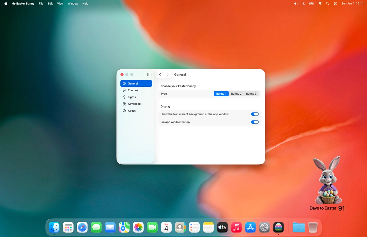 My Easter Bunny Settings Page