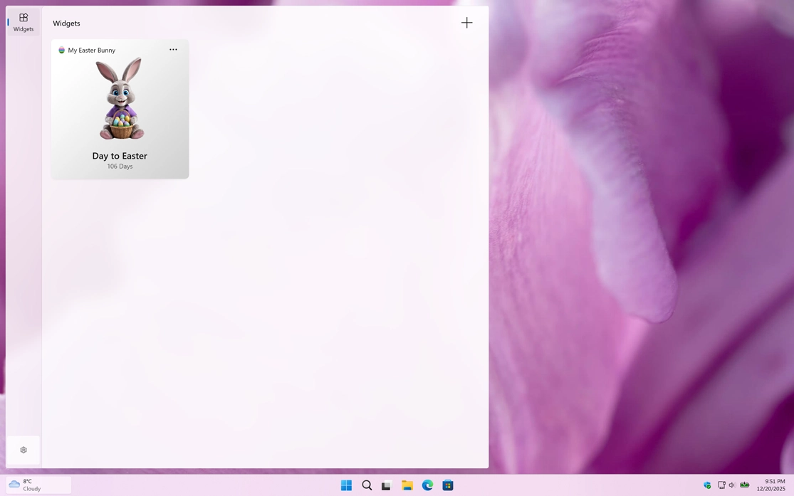 My Easter Bunny Windows 11 Widget dashboard