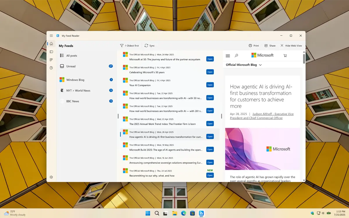 All your favorite RSS channels in one place