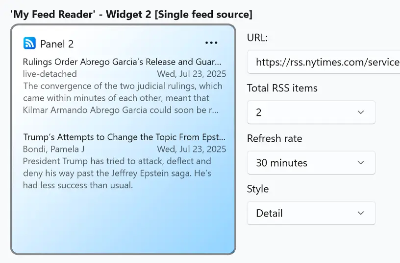 My Feed Reader Detailed Widget Style