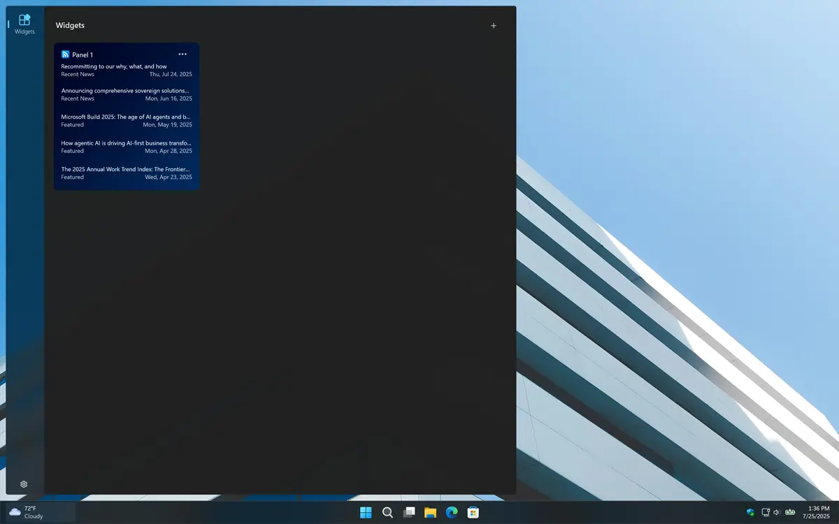 My Feed Reader Windows 11 Widget Dark Mode