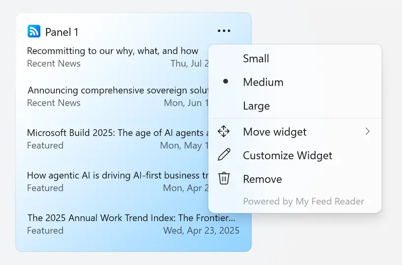 Customize your Windows 11 widget size