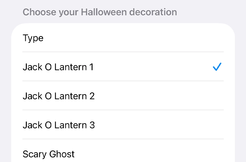 My Halloween app settings