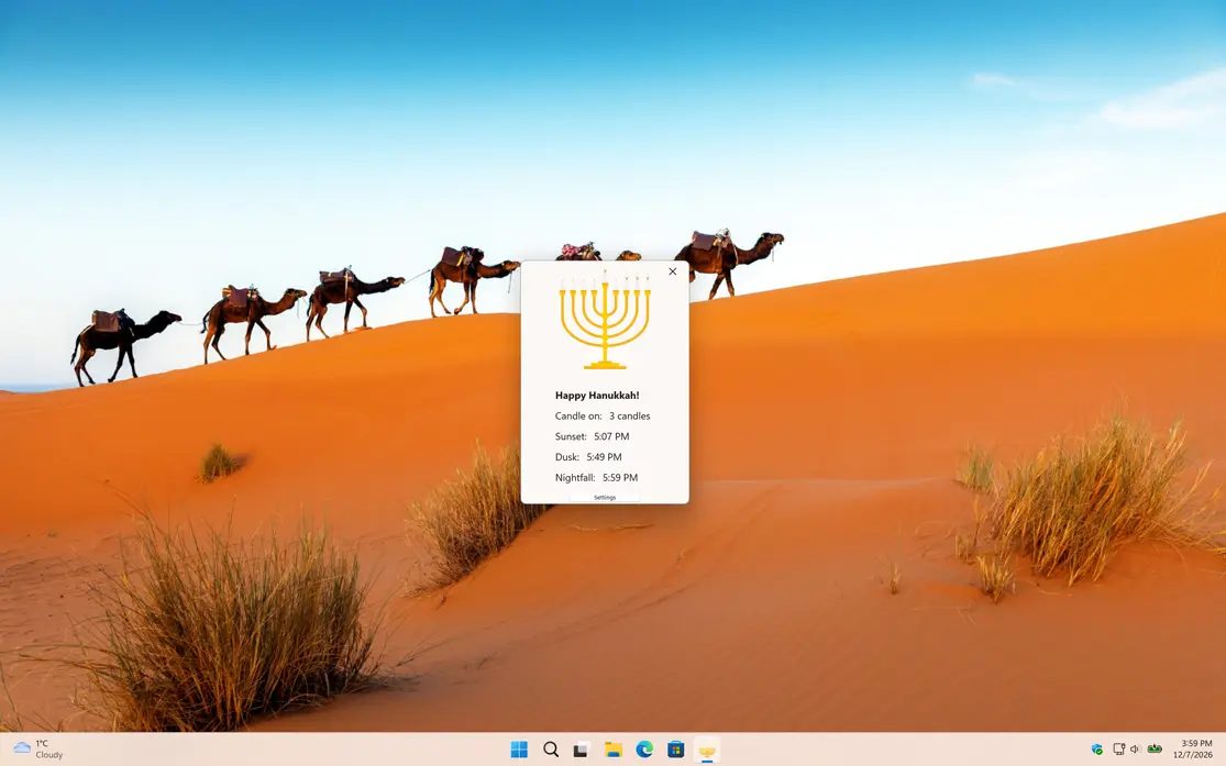 My Hanukkah app window