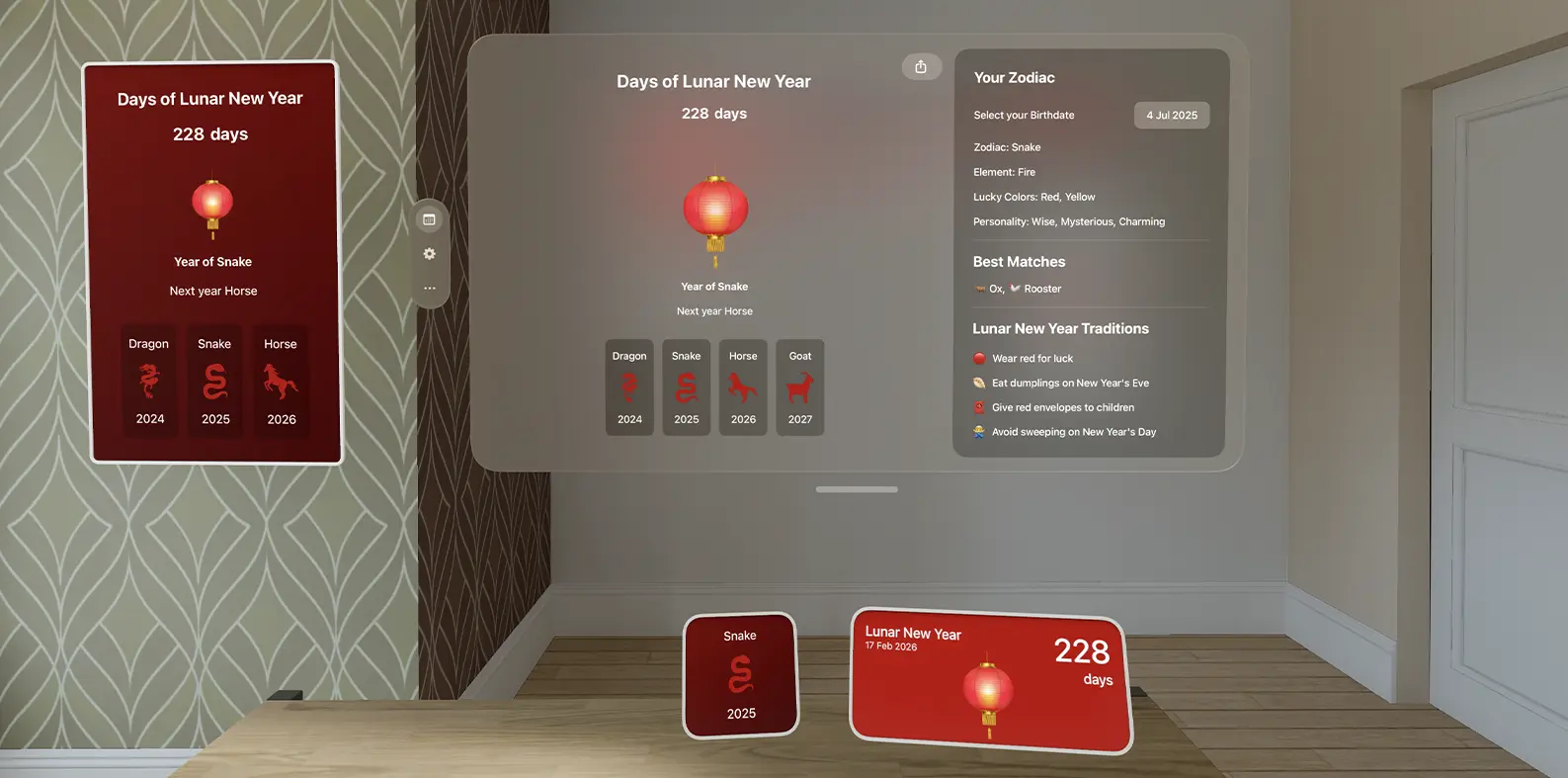 My Lunar New Year app on Apple Vision Pro device