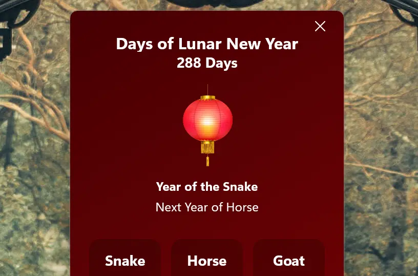 Animated lantern in the application window