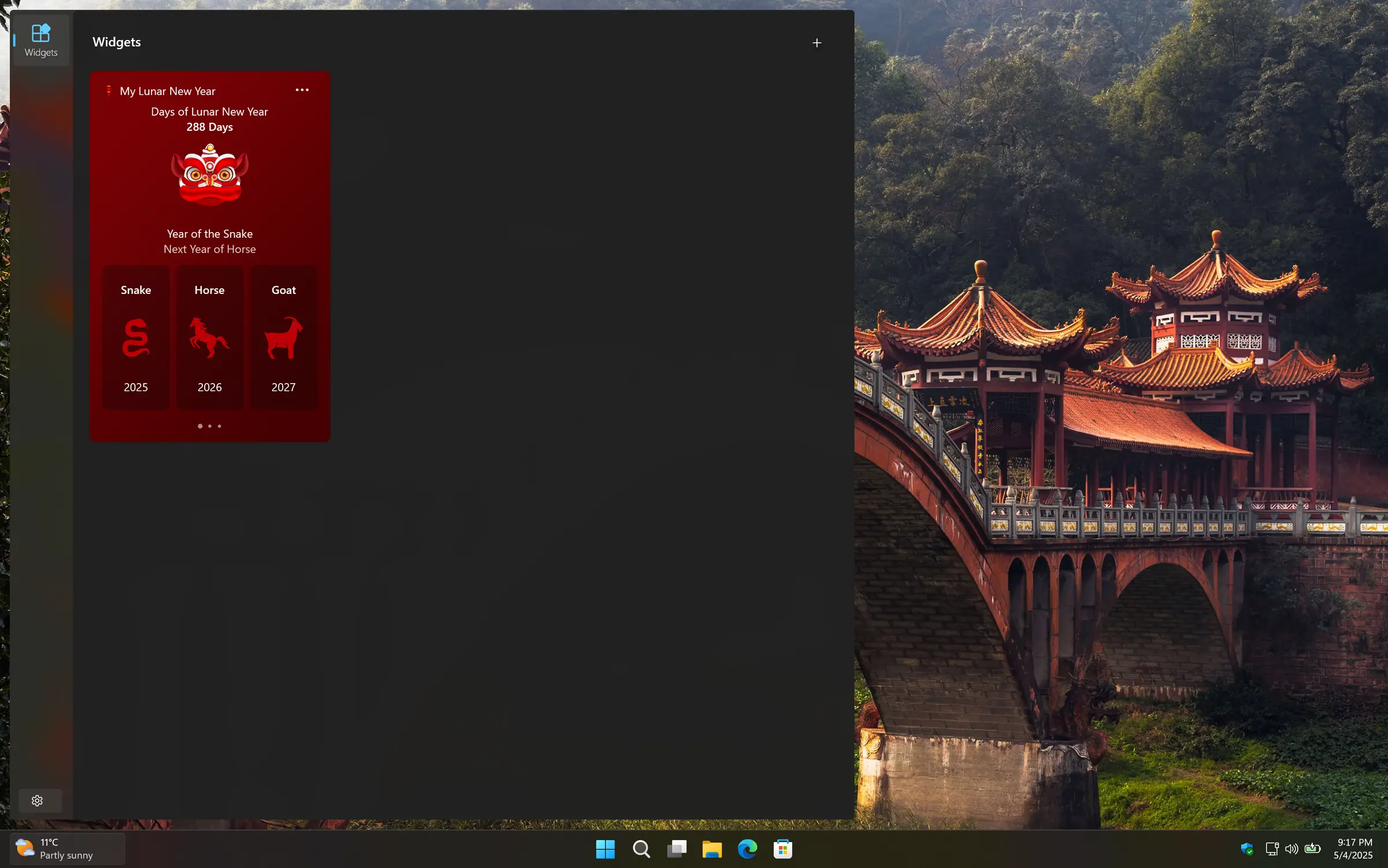 My Lunar New Year Windows 11 Widget dashboard