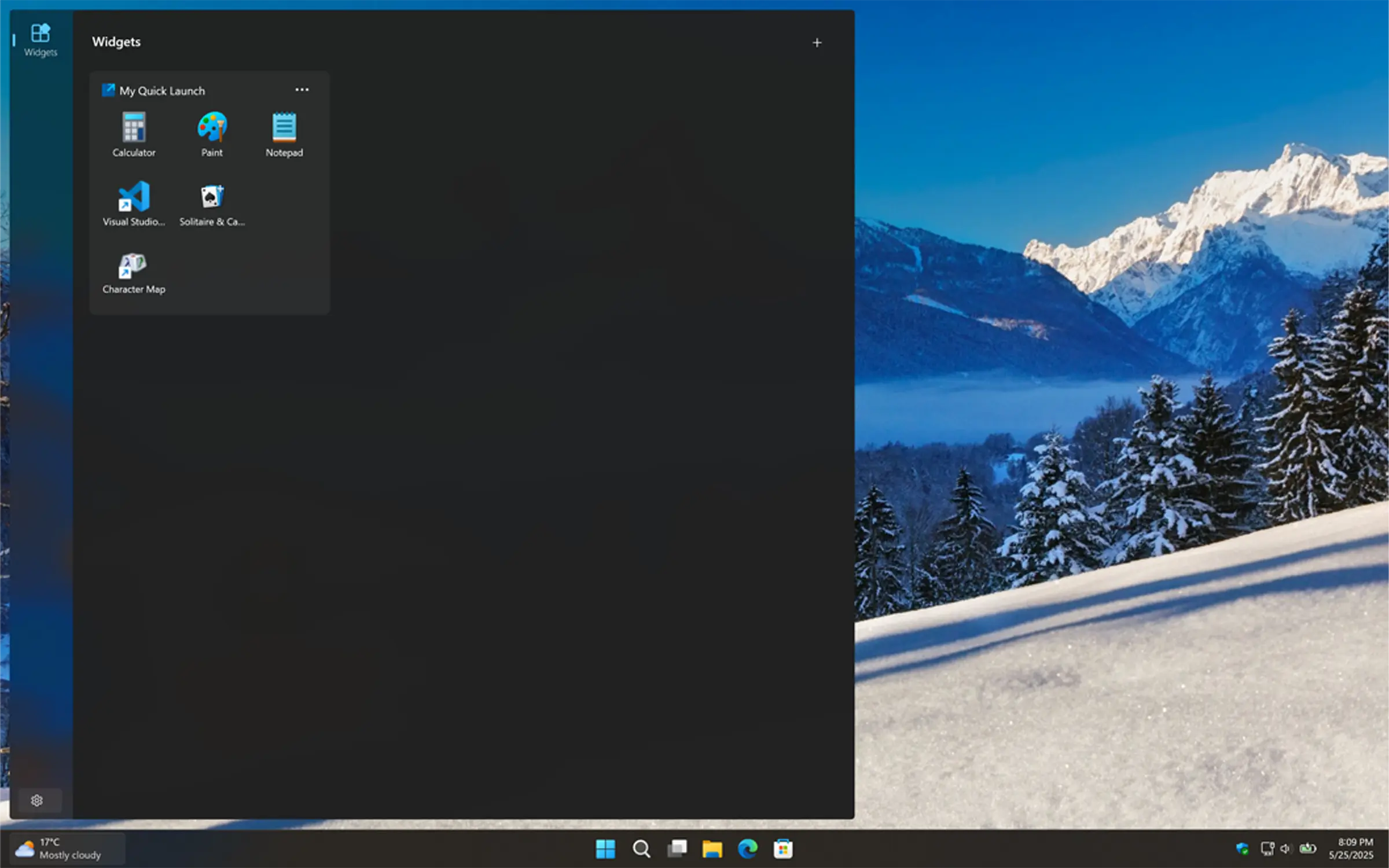 My Quick Launch Windows 11 Widget Dark Mode