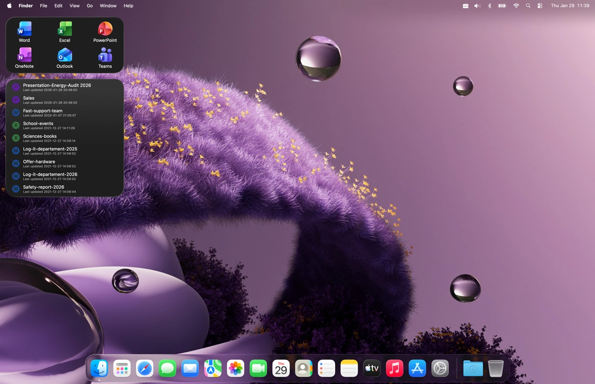 My Recent Documents widget dark mode