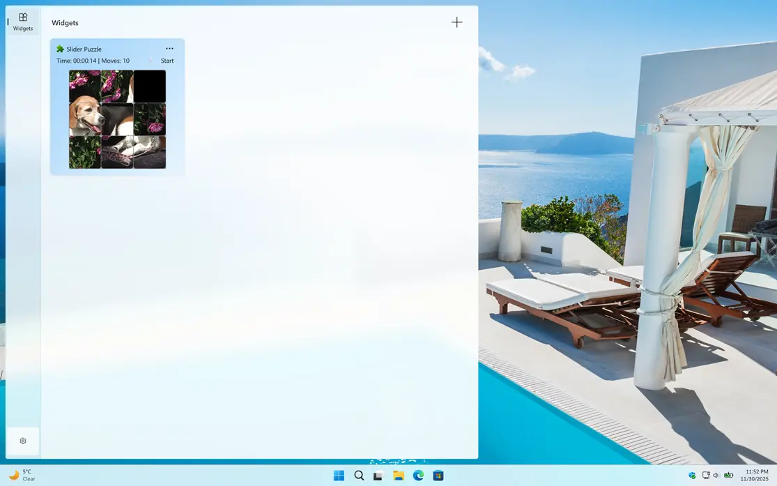 My Slider Puzzle Windows 11 widget Light Mode