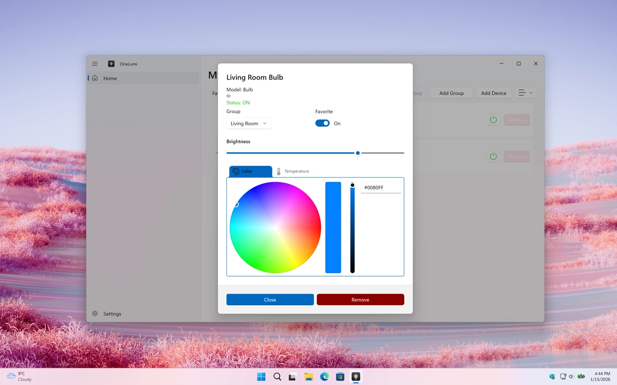 OneLumi customize the color and brightness