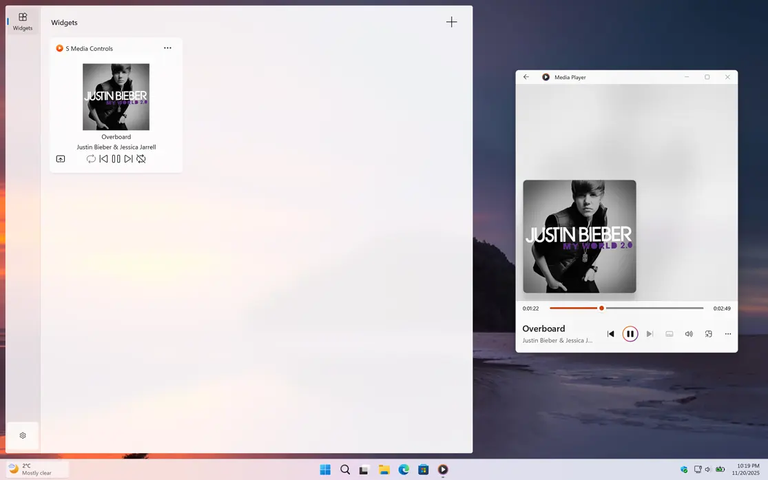 S Media Controls Music Justin Bieber