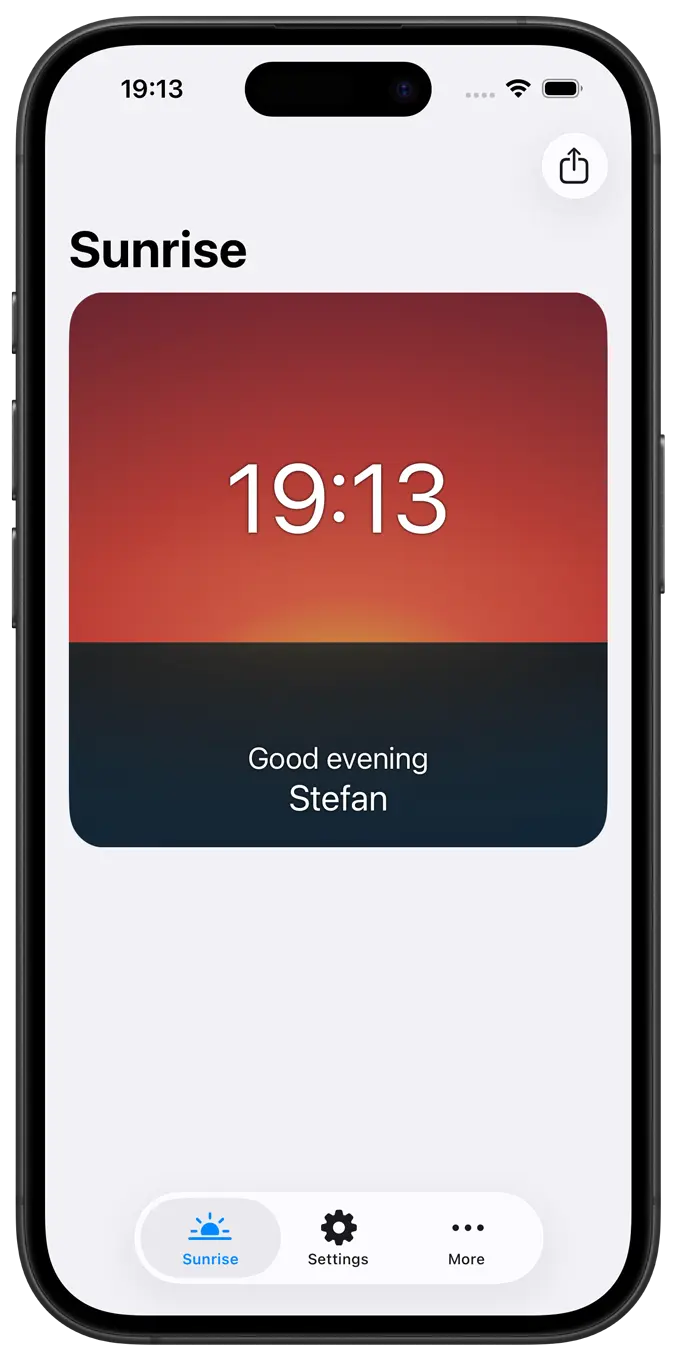 Sunrise iPhone home page