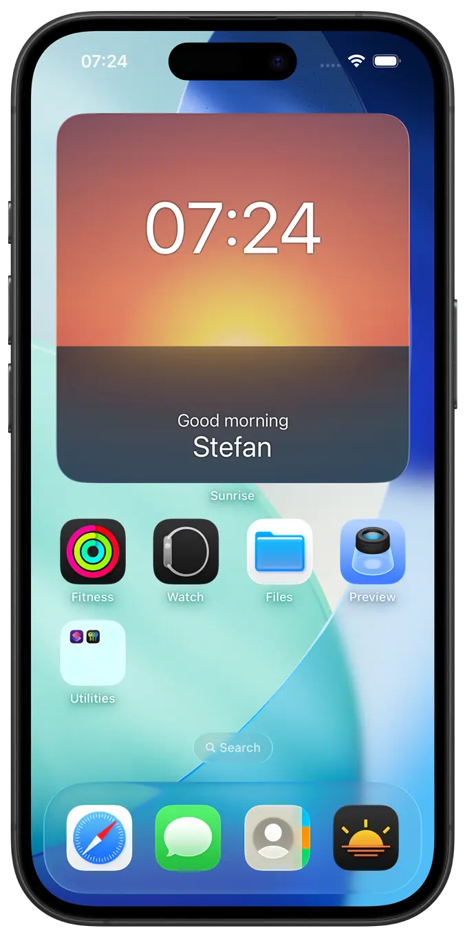 Sunrise app on iPhone