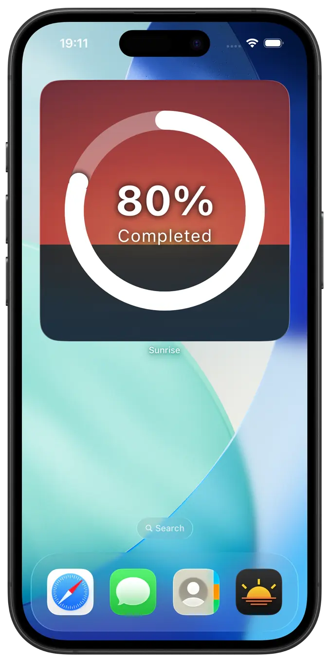 Sunrise current percentage of the completed day