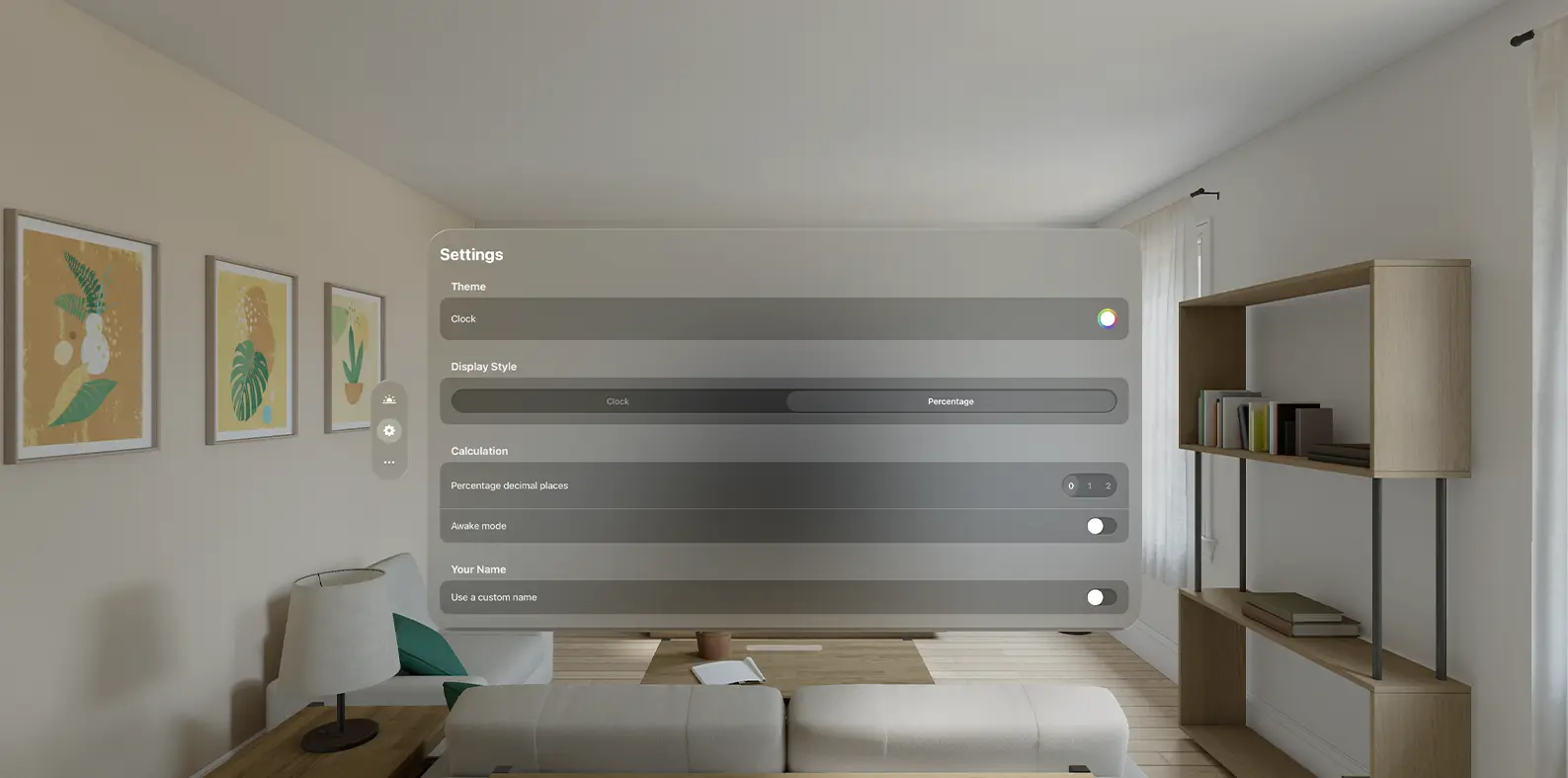Sunrise settings page