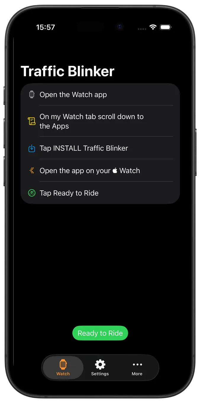 Traffic Blinker app on iPhone