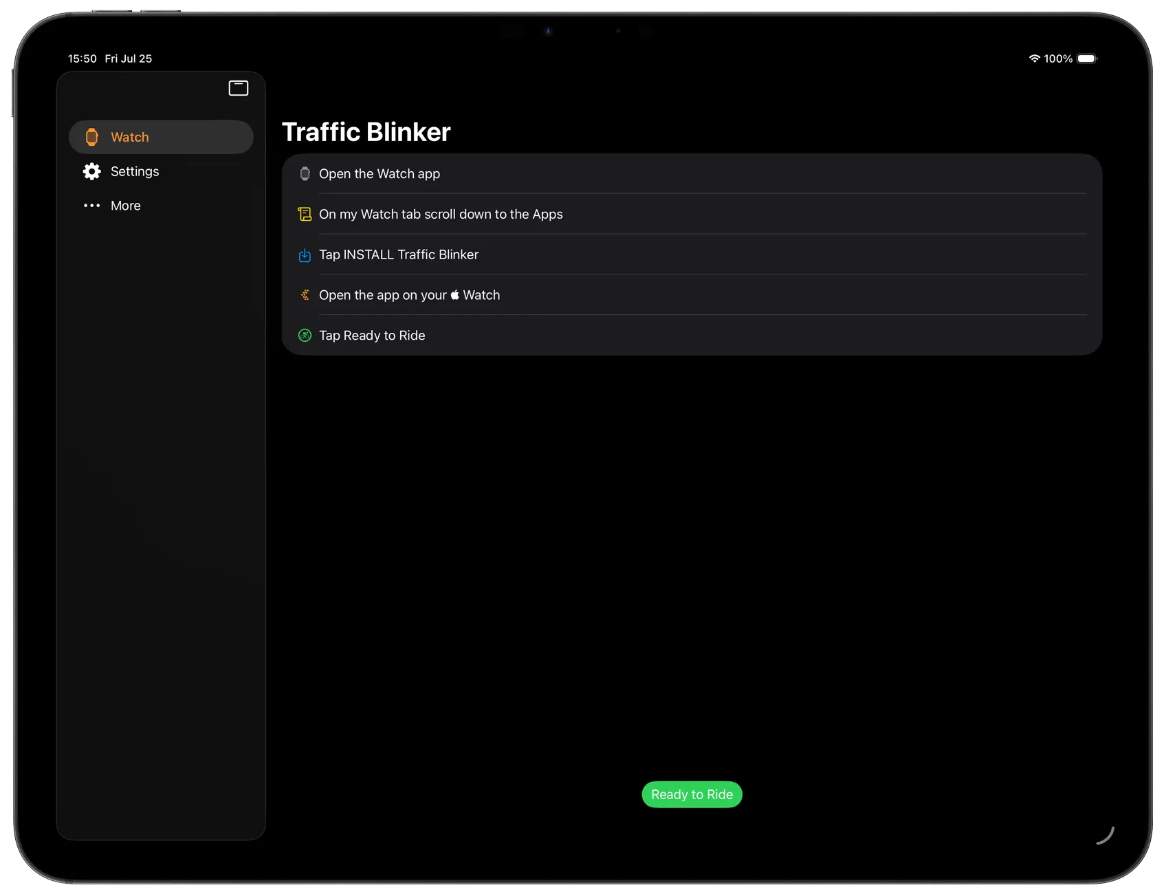 Traffic Blinker app on iPad Pro