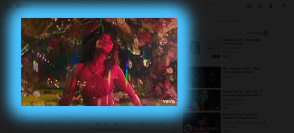 Turn Off the Lights with the Atmosphere Lighting feature enabled on Selena Gomez music video