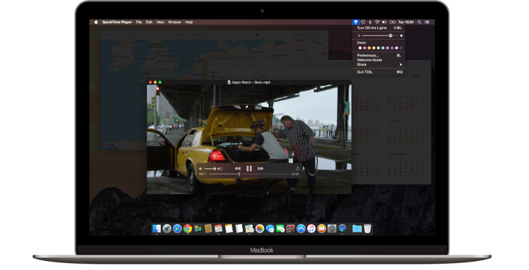 MacBook Pro retina with Turn Off the Lights for Desktop app