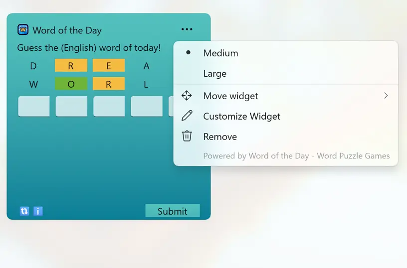 Customize your Windows 11 widget size