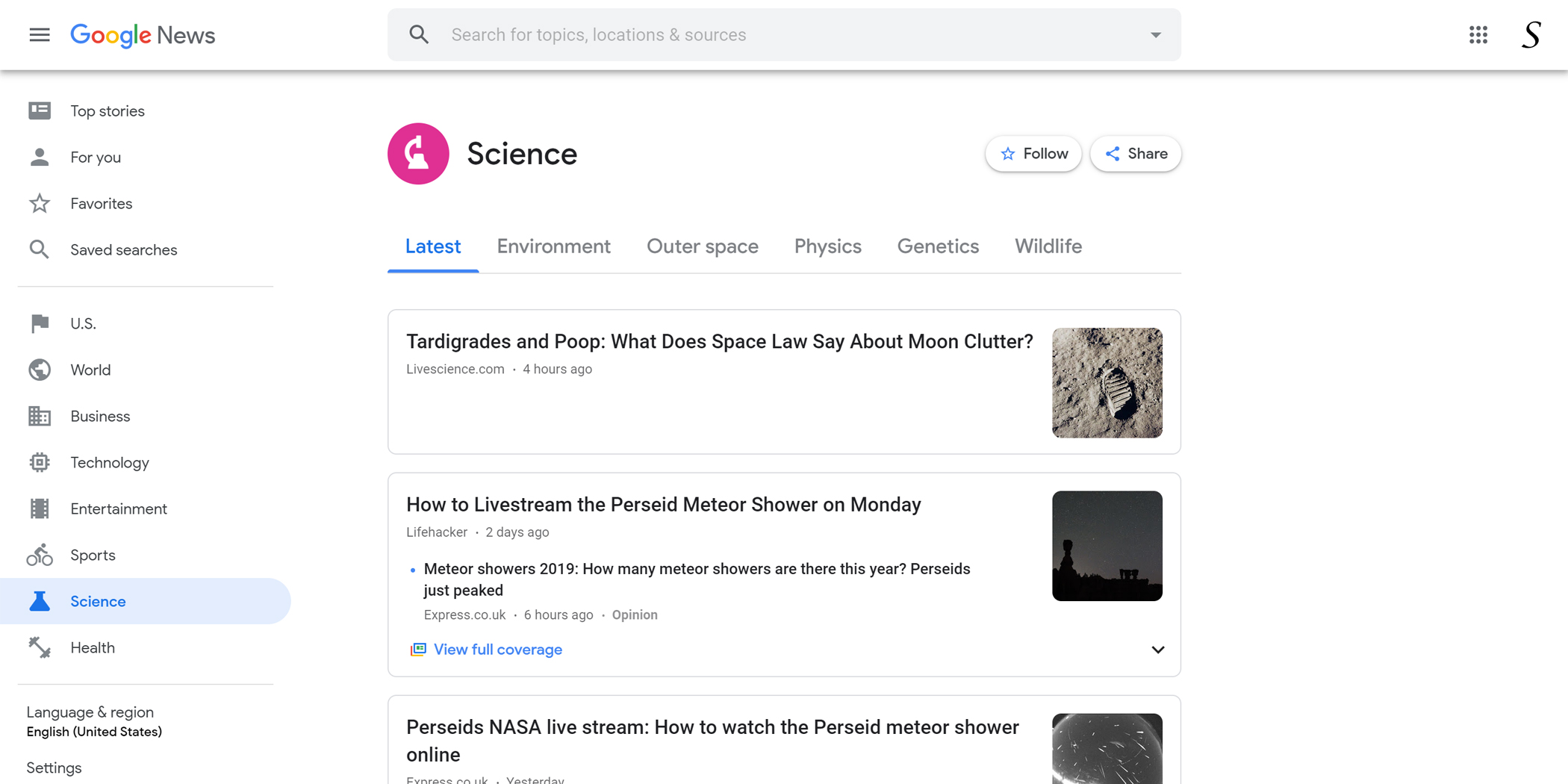 Google News website Image