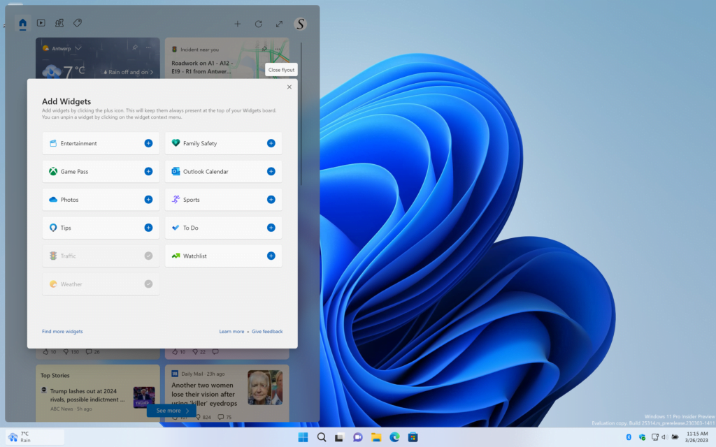 How to add a Windows 11 widget in your widget panel
