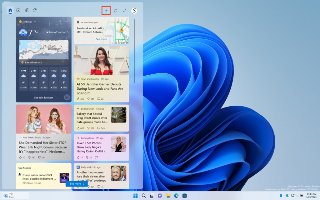 Open the Windows 11 widget panel on your left side