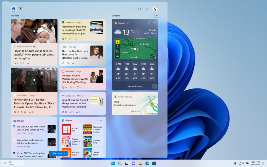 Windows 11 widget panel