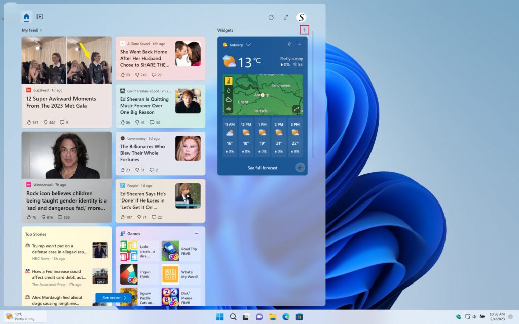 Windows 11 widget panel