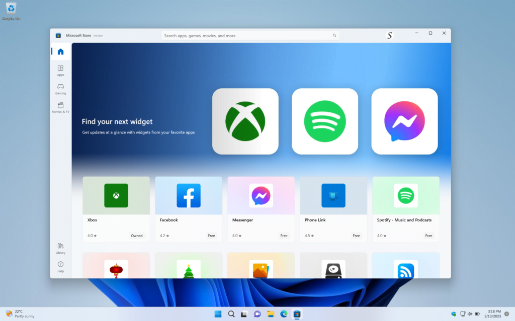 Windows 11 desktop with the Microsoft Store app open