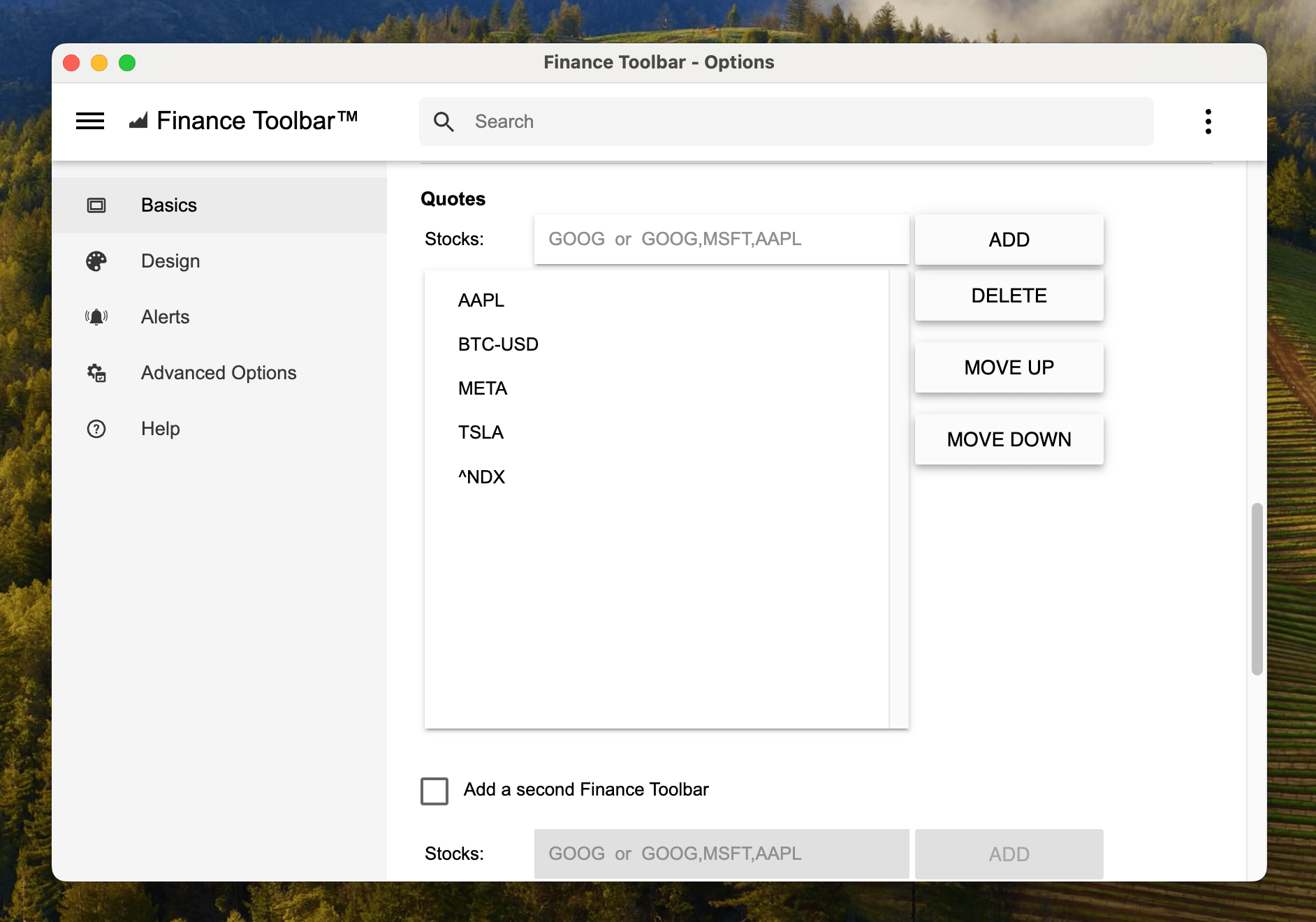 How to add Nasdaq indexes in the Finance Toolbar app in 3 easy steps?