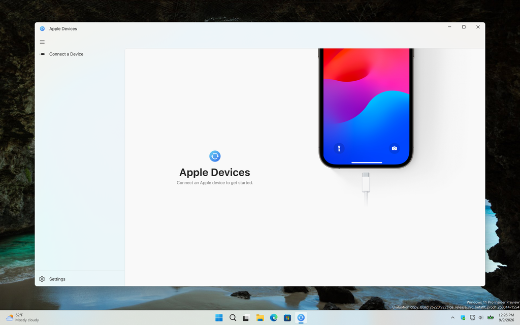 Apple Devices Windows app on Windows 11