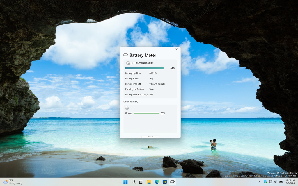 Show iPhone and iPad battery levels in Windows app